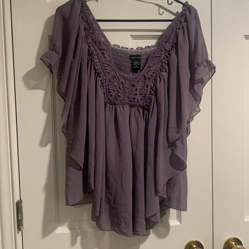 Beautiful Vintage Victoria’s Secret Moda International Purple Sheer Top